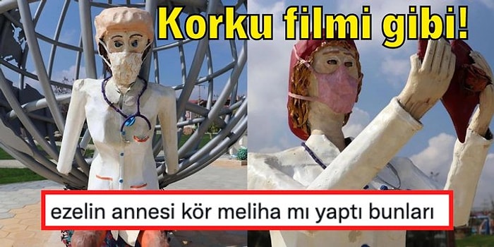 Denizli'deki Sağlık Parkı'na Dikilen Korkunç Heykelleri Yerden Yere Vuran Sosyal Medya Kullanıcıları