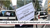 Şişli'de Araçların Kaldırıma Park Edilmesini Protesto Eden Yayalar Camlara 'Geri Zekalıyım' Notları Yapıştırdı