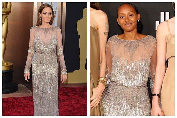 Elbiseyi geçtiğimiz yıllarda Angelina Jolie, kırmızı halıda tercih etmişti.