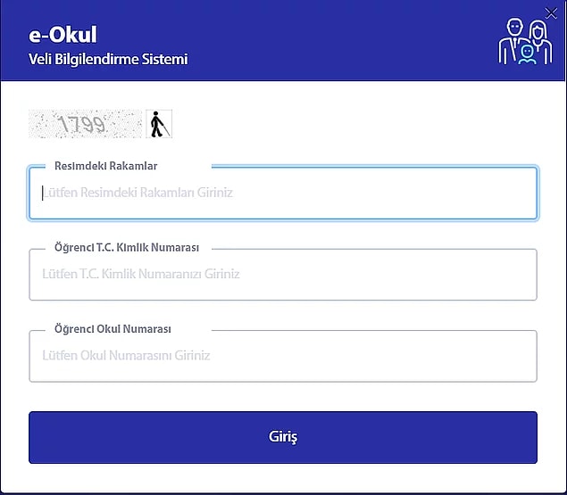 E-Okul Veli Bilgilendirme Giriş Ekranı