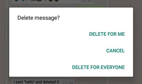 'Benden sil' ve 'herkesten sil' özellikleriyle gönderilen bir mesajın karşı taraf okumadan silinmesine yarayan bu özellik aslında yıllar önce WhatsApp tarafından sunulmuştu.