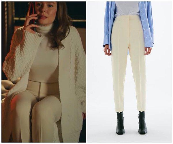 6. Nalan'ın bu krem renkli kombinini tamamlayan pantolonu ise Zara'dan...