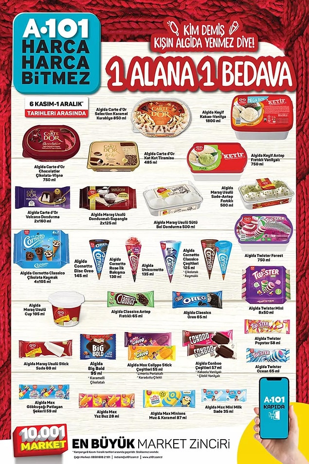 Dondurmalarda 1 alana 1 bedava kampanyası var.