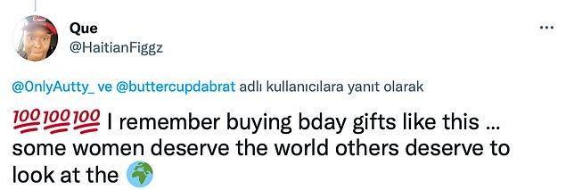 9. "Bunun gibi doğum günü hediyeleri aldığımı hatırlıyorum. Diğerleri dünyayı izlemeyi hak ederken bazı kadınlar dünyaları hak ediyor."