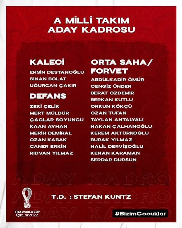 "Bir önceki kadroda 26 kişi açıkladık. Benim ilk kampımdı. Çok oyuncu görmek istedim. Kadro açıklama yaklaşımım 20+3 olur. Takım ruhu için bunun daha doğru olduğuna inanıyorum.