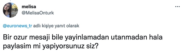 Tweet silinse de herhangi bir özür paylaşımı veya açıklama yapılmadı.
