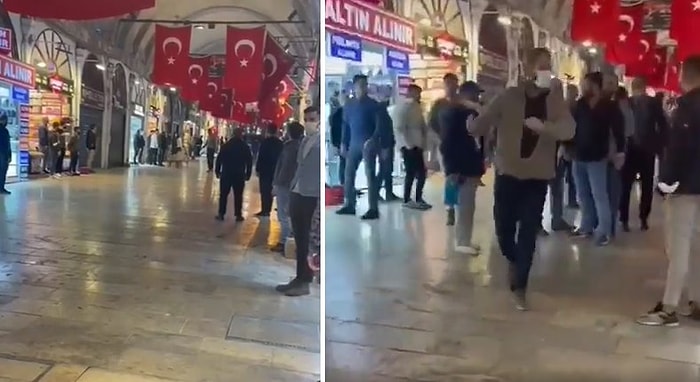 Kapalı Çarşı'da 9'u 5 Geçe Saygı Duruşunda Durmayan Kişiye Esnaftan Sert Tepki