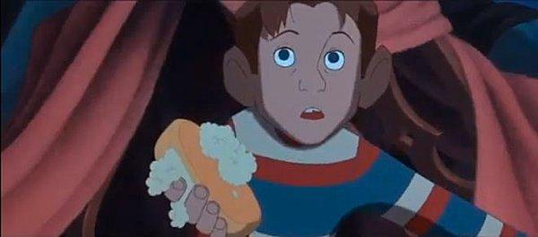 2. Demir Dev filminde Hogarth karakterinin kekini bol krem şantili yediğini görüyoruz.