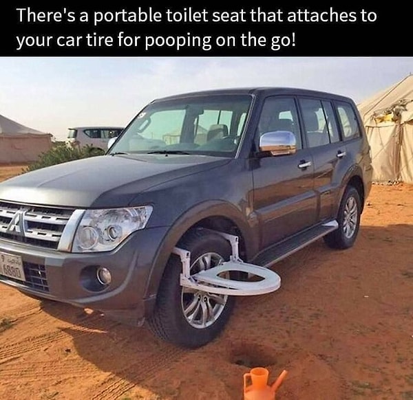 8. Портативная крышка от унитаза, крепящаяся на автомобильную шину