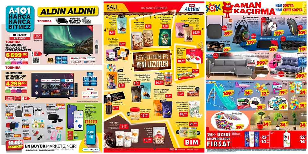 İndirim Günleri Başlıyor: 15 - 21 Kasım Haftasında A101, BİM ve ŞOK Aktüel Ürünler Listesinde Neler Var?