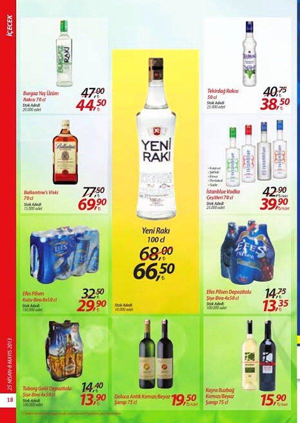 8. Gücünüz kaldıysa 2013 yılına ait bu market afişindeki alkol fiyatlarına da bakabilirsiniz.