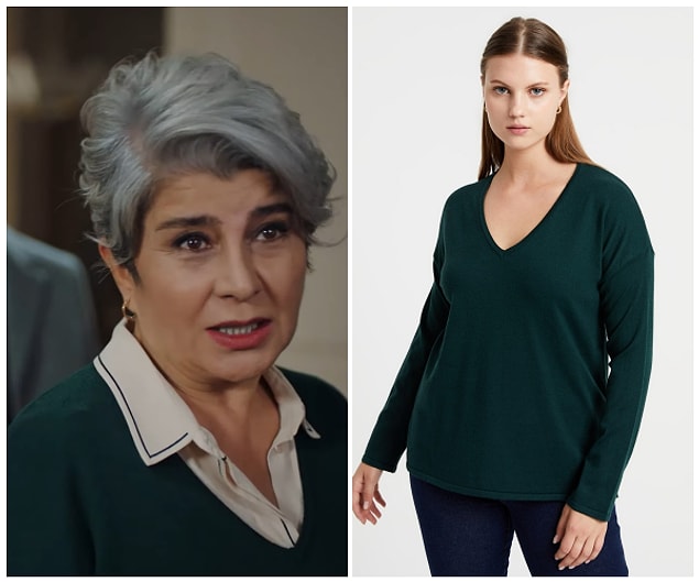 6. Gülcihan'ın mutluluğu gözlerinden okunuyor, yeşil triko kazak ise ben buradayım diyor!