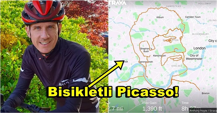 Farkındalık Oluşturmak İçin Geçtiği Rotalar ile Çizimler Oluşturan Bisiklet Sürücüsü