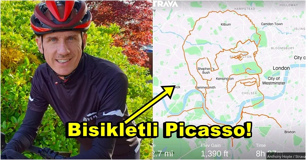 Farkındalık Oluşturmak İçin Geçtiği Rotalar ile Çizimler Oluşturan Bisiklet Sürücüsü