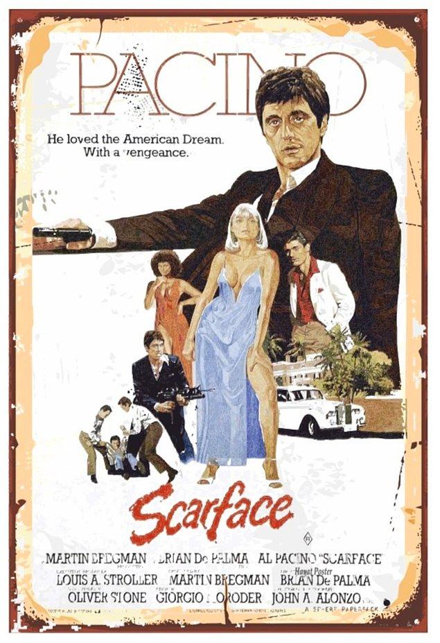 Al Pacino Scarface vintage ahşap poster