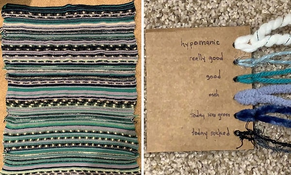 13. Это одеяло настроения. Каждая строчка - это день в году с моим настроением на тот момент