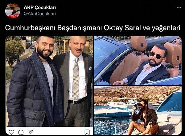 Oktay Saral'ın bu paylaşımından sonra sosyal medyada Saral'ın yeğenlerinin lüks hayatından kesitler yeniden gündem oldu. AKP Çocukları isimli hesabın paylaştığı fotoğraflardan bazıları şöyle: