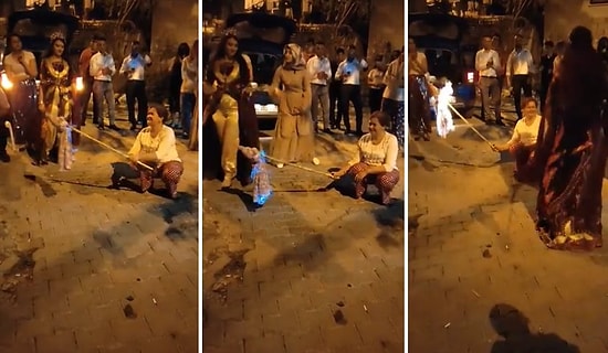 Bu Nasıl Adet? Kaynananın Donunu Ateşe Verip Gelini de Etrafında Oynattılar