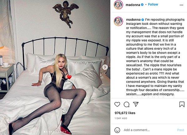 Madonna'ya göre yeni bir "cinsiyetçilik, yaş ayrımcılığı ve kadın düşmanlığı" örneği