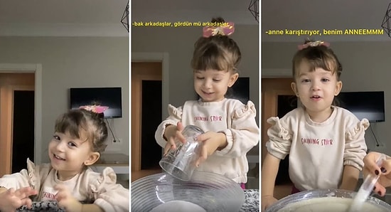 Annesiyle Birlikte Kek Yaparken Sevimlilik Patlaması Yaşayan Çocuğu İzlerken Gözlerinizden Kalpler Fışkıracak