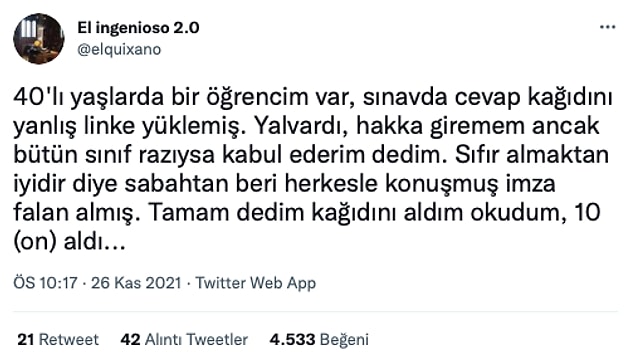14. En azından denemiş...