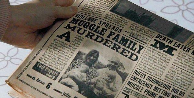 18. Son filmde gördüğümüz gazetede canlı olmayan tek fotoğraf muggle ailesinin ölümüyle ilgili olandı. Hareket etmemesinin sebebi ise muggle kamerasıyla çekilmiş olması!