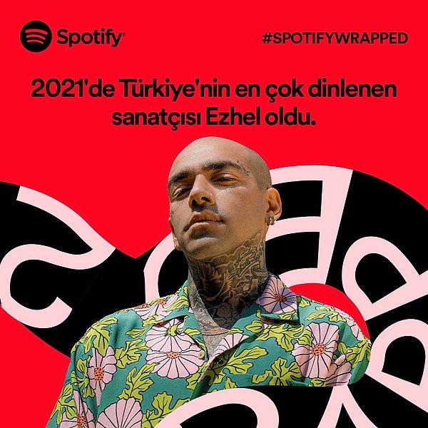 Başarılı rapçi 2021 yılının Spotify Türkiye'sinde en çok dinlenen ismi oldu.