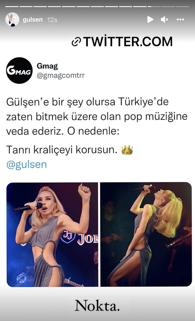 Dün de yine Bursa konseriyle ortalığı yıkmışken, 47. Altın Kelebek Ödül Töreni'nin bitmesinin ardından şöyle bir paylaşım yaptı Gülşen.