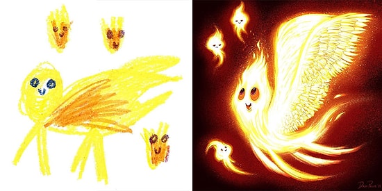 Папа пригласил художников со всего мира нарисовать монстров по рисункам его детей (20 фото)