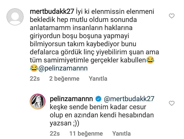 Bazı yorumlar da sinirlendirmiş...