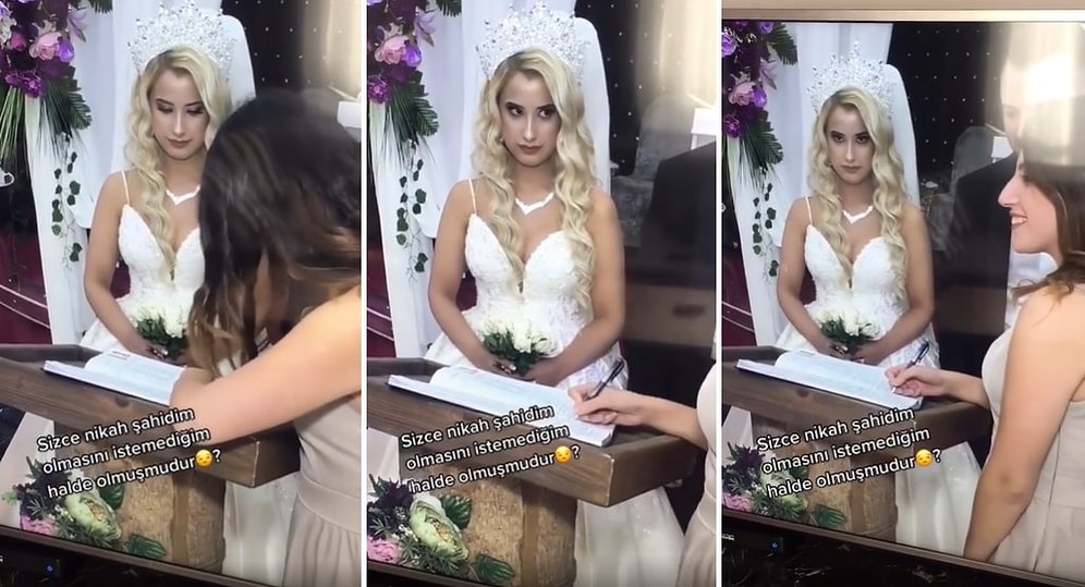 Nikah Şahidi Olmasını İstemediği Kişi Yine de Nikah Şahidi Olunca Efsane Bakışlarıyla Her Şeyi Anlatan Gelin