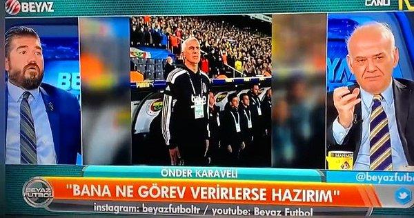 Beyaz TV'de yayınlanan, Beyaz Futbol programında Beşiktaş Teknik Direktörü hakkında yorum yapan Ahmet Çakar ve Rasim Ozan Kütahyalı