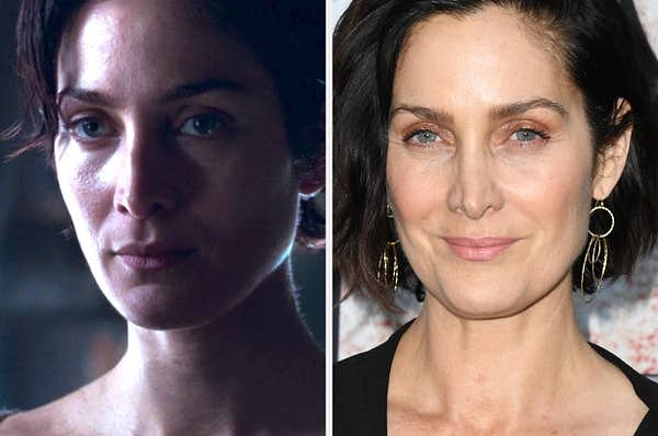 3. Кэрри-Энн Мосс в роли Тринити и Кэрри-Энн Мосс сейчас: