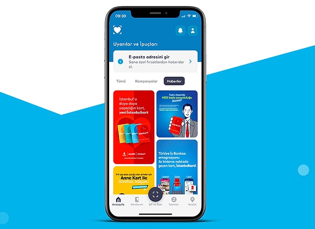 Mobil uygulama mağazalarından uygulamayı indirdikten sonra, örneğin kartımızın yanımızda olmasına gerek kalmadan QR Kod ile ödeme/geçiş yapabiliyoruz.