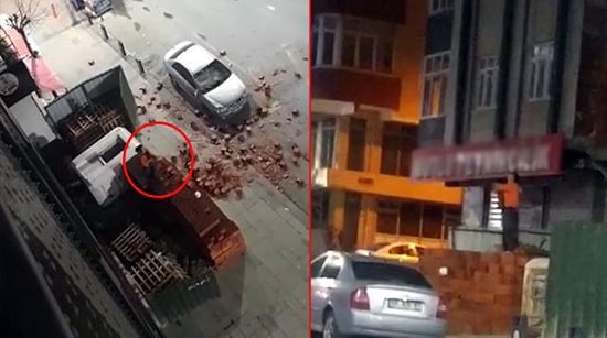 Tartıştığı Kişinin Otomobiline Dakikalarca Tuğla Yağdıran Vatandaş