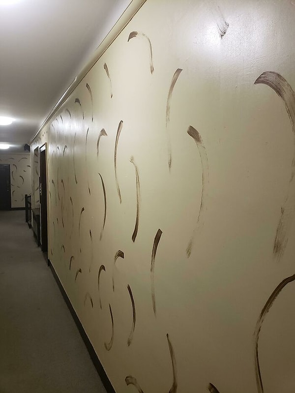 15. Все стены в доме так покрашены. Такоеощущение, что кому-то не хватило бумаги в туалете