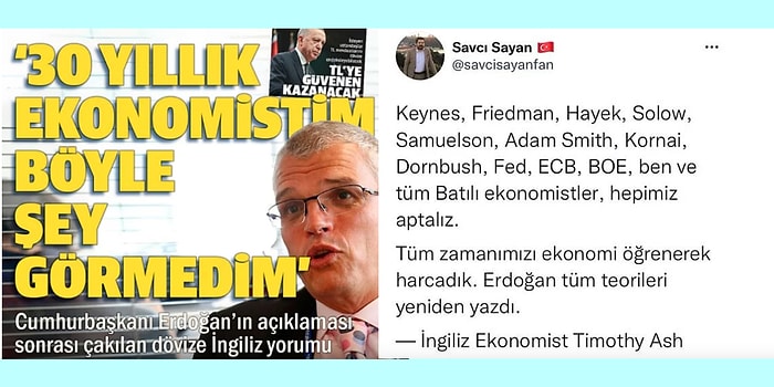 İngiliz Ekonomistin Yaptığı İroniyi Erdoğan Övgüsü Sanan Yeni Şafak Gazetesi Alay Konusu Oldu