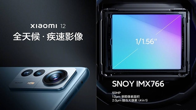 Xiaomi 12 modeli, arka tarafında bulunan kamera adası üzerindeki 3 adet kamerayla birlikte bizleri karşılıyor. Cihazın 1/1.56 inç boyutundaki Sony IMX766 sensörlü 50 Megapiksel ana kamerası, 1/1.12 inç boyutunda sensöre sahip 13 Megapiksel geniş açı ve Makro lensi şeklinde bir dizilimi bulunuyor.