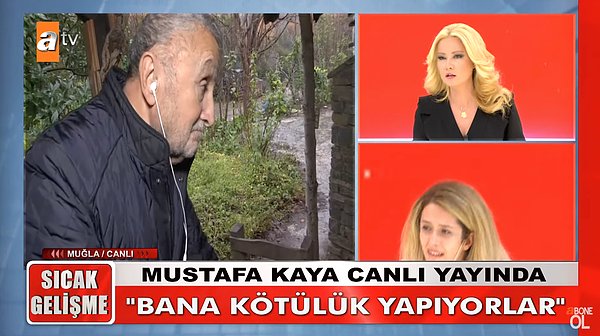 Ardından da Mustafa Kaya canlı yayına katıldı. Konuşmakta güçlük geçen Kaya, derdini yazarak anlatmaya çalıştı ve  "Bana kötülük yapıyorlar" cümlesini yineledi. Kızı da bu sözlerin ezberletildiğini savundu. Daha sonra Mustafa Kaya, "Kızım Irmak yanıma gelsin" dedi.