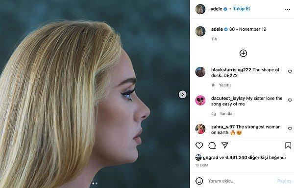 Nihayetinde Adele, yayımladığı bir Instagram postu ile hem albümün çıkış tarihi olan 19 Kasım'ı onayladı hem de albüme ve sürece dair olan duygularını bir metinle sevenlerine duyurdu.
