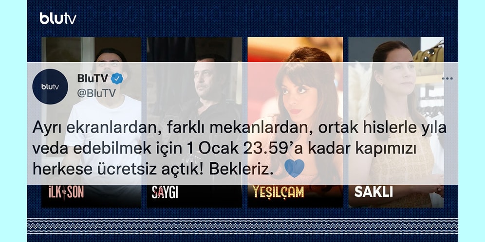 Yerli Video Platformu BluTV 2 Gün Boyunca Ücretsiz Yayın Yapacağını Duyurdu