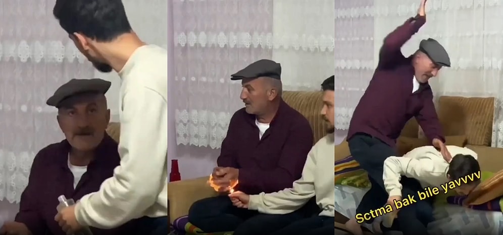 Ateşle Şaka Olmaz! Babasının Eline Kolonya Döküp Yakan Genç Adam Babasından Dayak Yedi