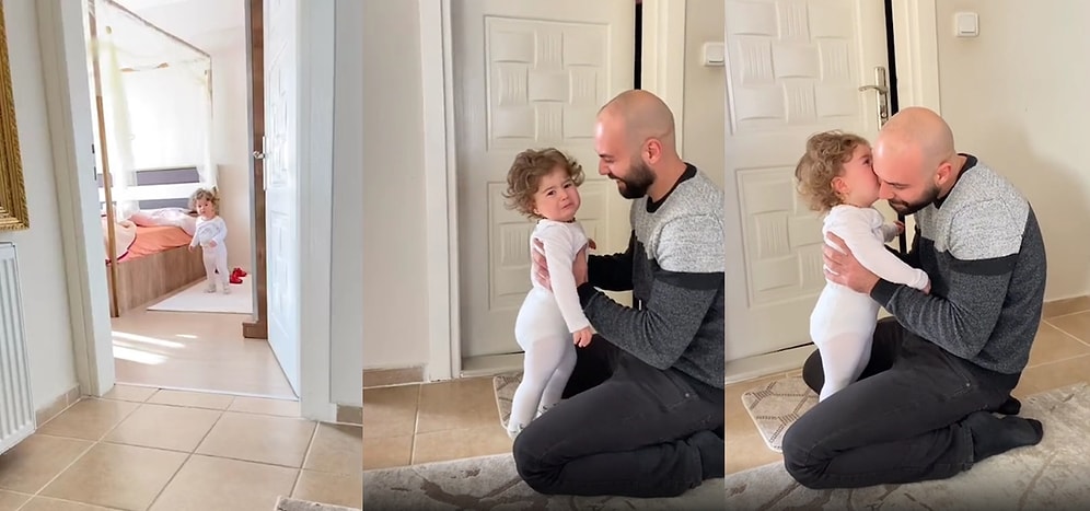 1 Aydır Görmediği Babasını Karşısında Görünce Verdiği Tepkiyle İçimizi Isıtan Minik Kız