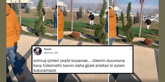 Cumhurbaşkanı Erdoğan Gelecek Diye Solmuş Çimlerin Yeşile Boyanması Sosyal Medyanın Gündeminde