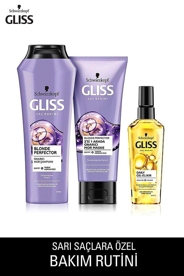 2. Gliss sarı saçlar için mor şampuan.