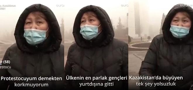 Kazakistan'da Başlayan Olaylar Hız Kesmeden Devam Ediyor: Protestocu Kadının Söyledikleri Size Tanıdık Gelecek