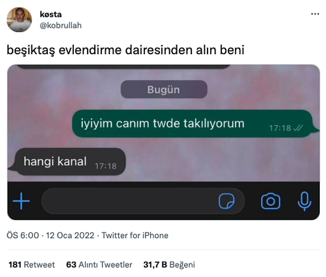 11. İlk mesajlaşmada aşk.