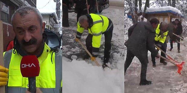 Tunceli Belediyesi Kürek Dağıttı, Vatandaşlar Kardan Kapanan Yolları Temizleyen Ekiplere Katıldı