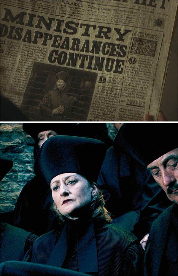 12. Harry Potter ve Melez Prens'de bir gazetede Amelia Bones isimli bir cadının evinde öldürülmüş halde bulunduğu yazıyor.