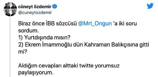 Özdemir'in paylaşımı şu şekilde: